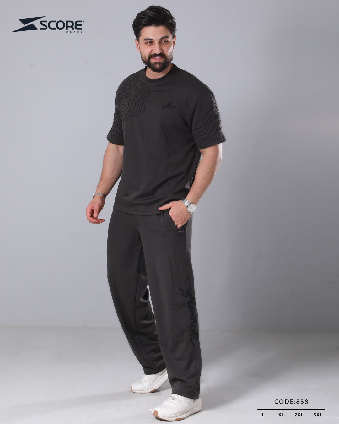 بنطلون قطن و تيشرت قطن 838 oversize طقم
