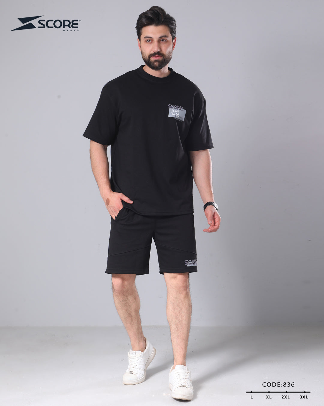 شورت قطن و تيشرت قطن 836 oversize طقم
