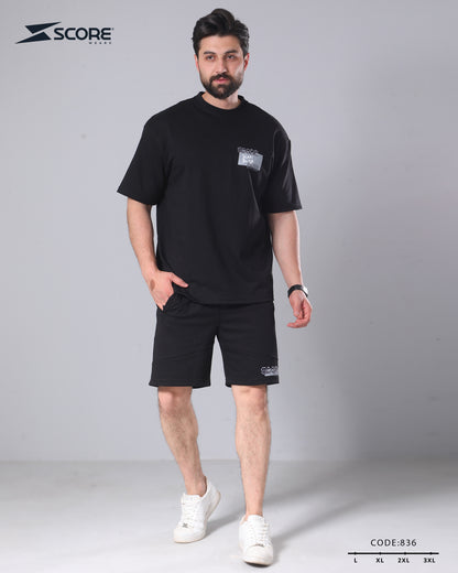شورت قطن و تيشرت قطن 836 oversize طقم