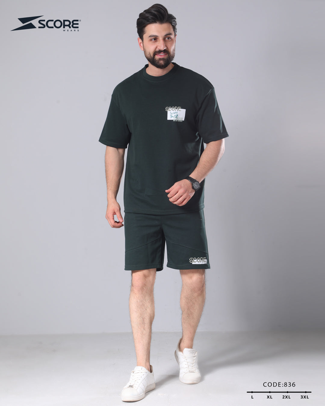 شورت قطن و تيشرت قطن 836 oversize طقم