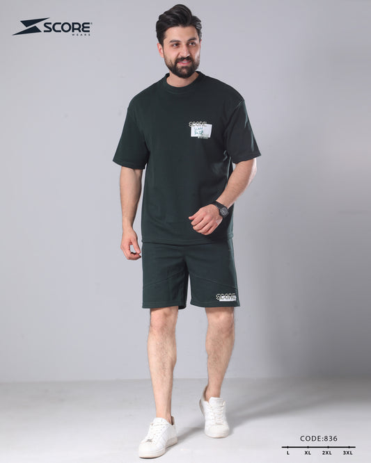 شورت قطن و تيشرت قطن 836 oversize طقم