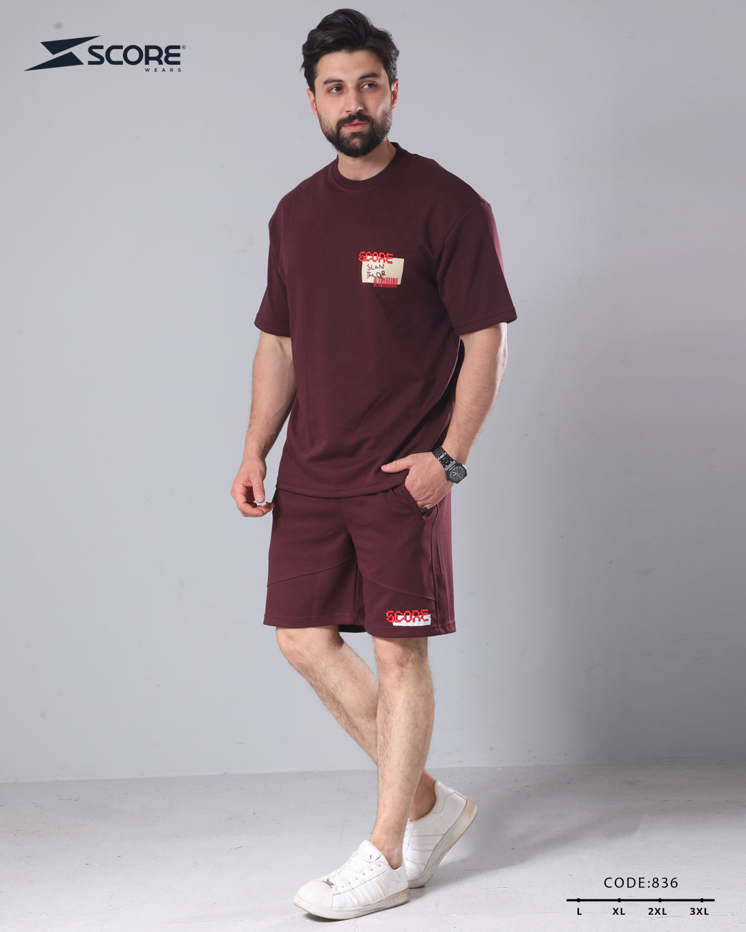شورت قطن و تيشرت قطن 836 oversize طقم