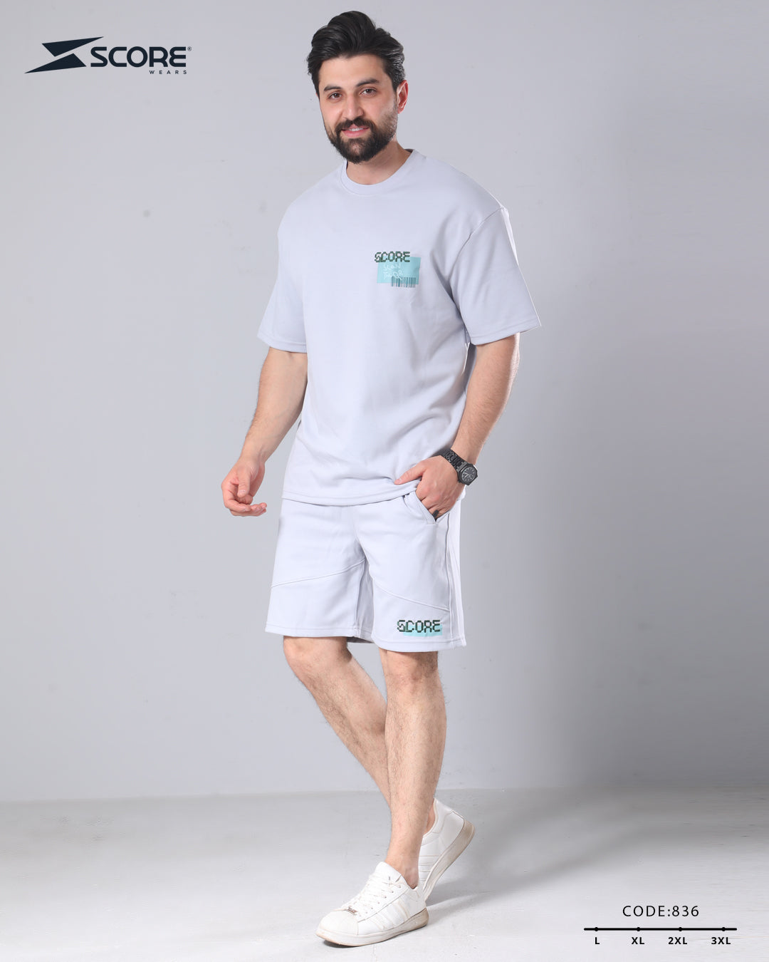 شورت قطن و تيشرت قطن 836 oversize طقم