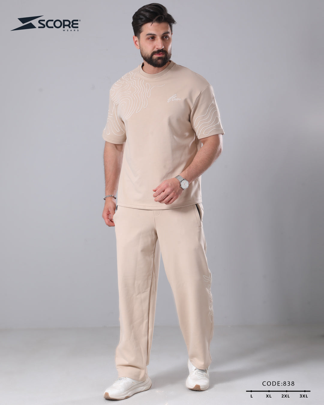 بنطلون قطن و تيشرت قطن 838 oversize طقم