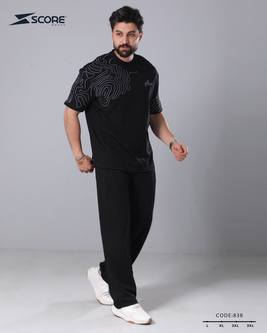 بنطلون قطن و تيشرت قطن 838 oversize طقم