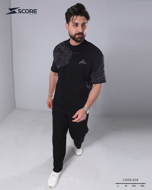 بنطلون قطن و تيشرت قطن 838 oversize طقم